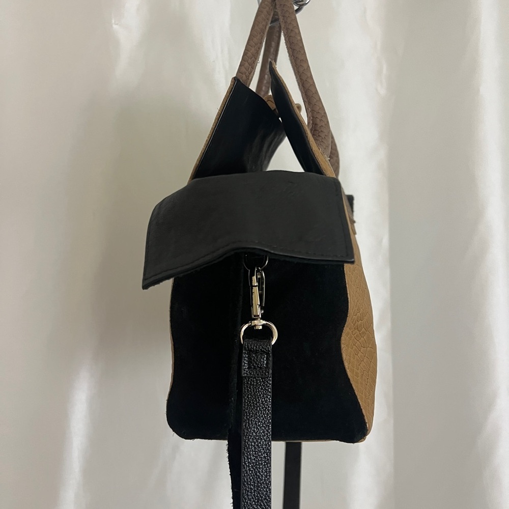 Let & Her Embossed Python Black/Tan Leather Small… - image 3